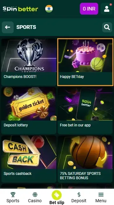 Spinbetter India Birthday Bonus