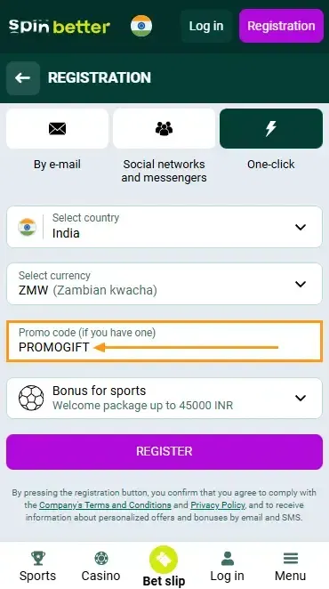 Spinbetter India Promo Code