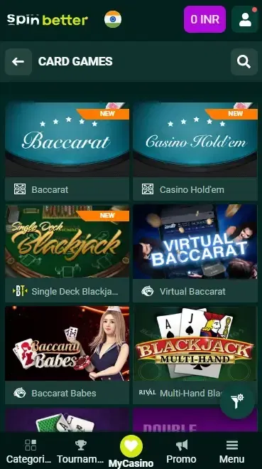 Spinbetter India: Table Games