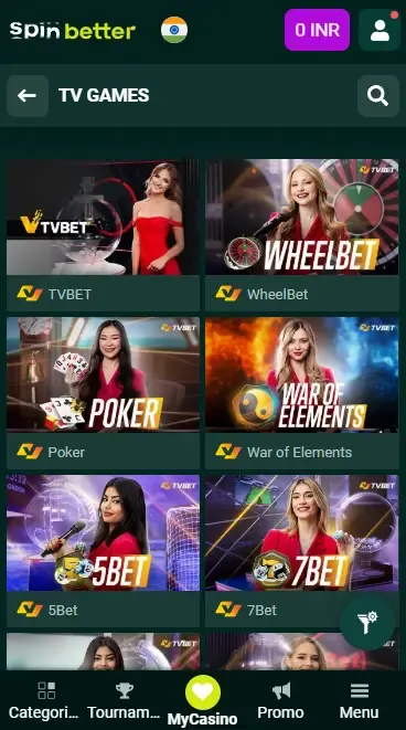 Spinbetter India: TV Games