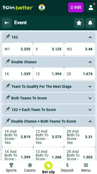 Spinbetter Betting Marketsr