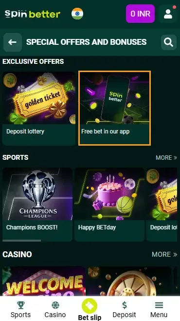 Spinbetter India Free Bet Bonus