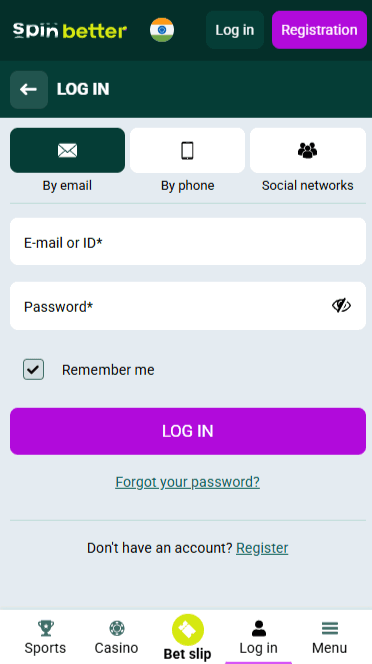 Spinbetter Login by Email