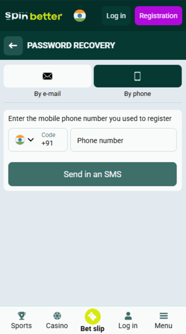 Spinbetter Phone Password Recovery