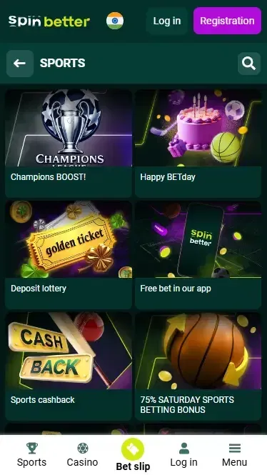 Spinbetter India Sport Bonuses
