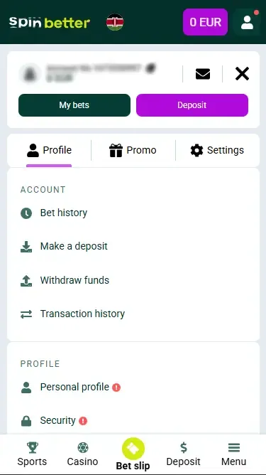 Spinbetter KE Account