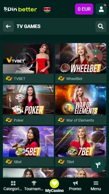 Spinbetter Kenya: TV Games