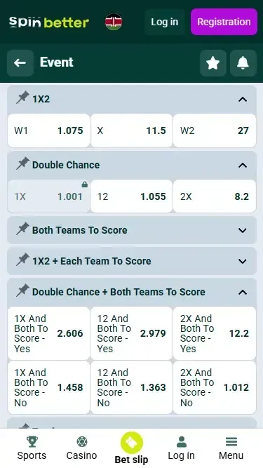 Spinbetter Betting Markets