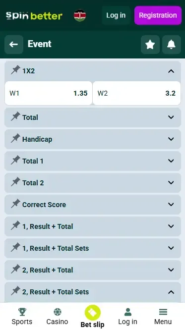 Spinbetter Kenya Betting Markets
