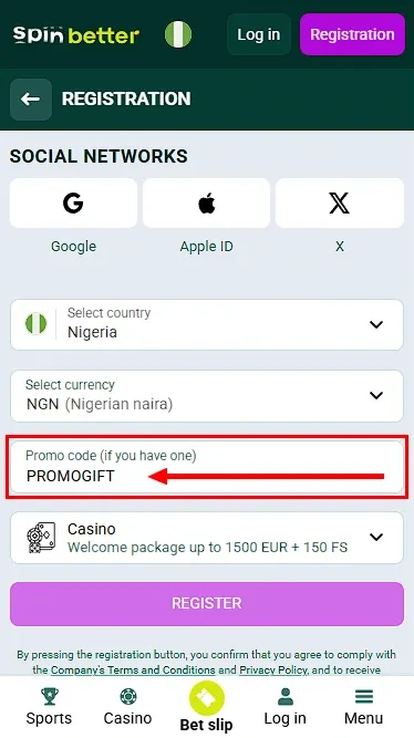 Spinbetter Nigeria Promo Code