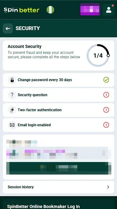 Spinbetter Nigeria Account Protection