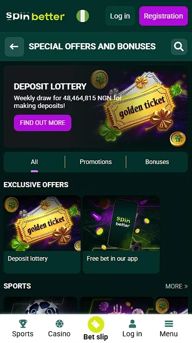 Spinbetter Nigeria Deposit Bonuses