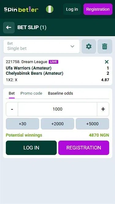 Spinbetter Nigeria Hockey Bet Slip
