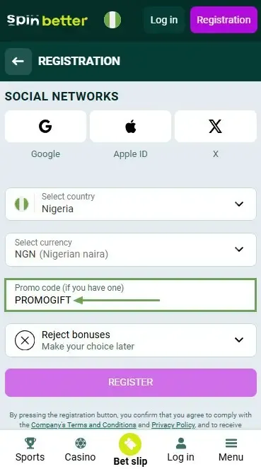 Spinbetter Nigeria Promo Code