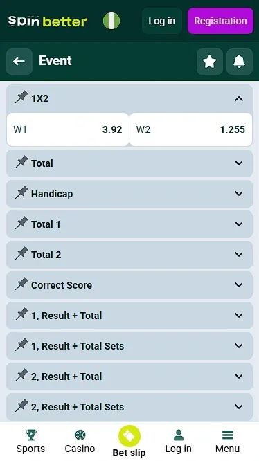 Spinbetter Nigeria Betting Markets