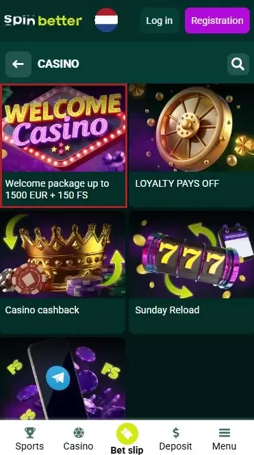 Spinbetter Netherlands: Casino Welcome Bonus