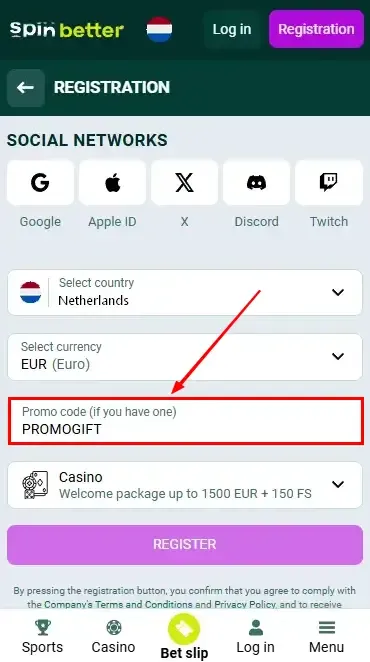Spinbetter Netherlands Promo Code