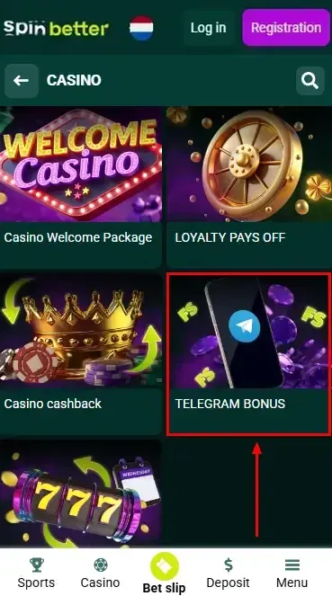 Spinbetter NL: Telegram Promotion