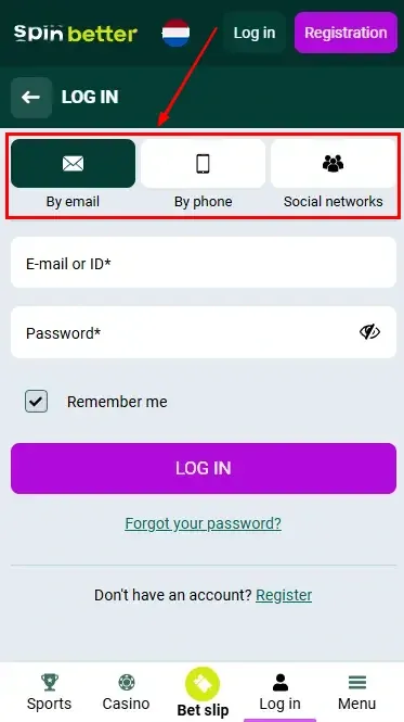 Spinbetter NL: Ways to Log In