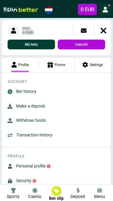 Spinbetter NL Account