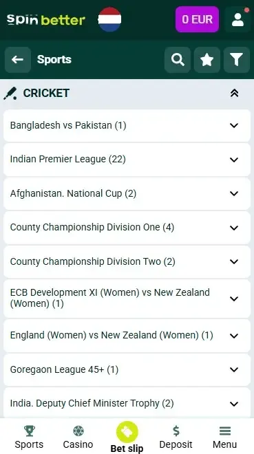 Spinbetter Netherlands Cricket Matches and Events