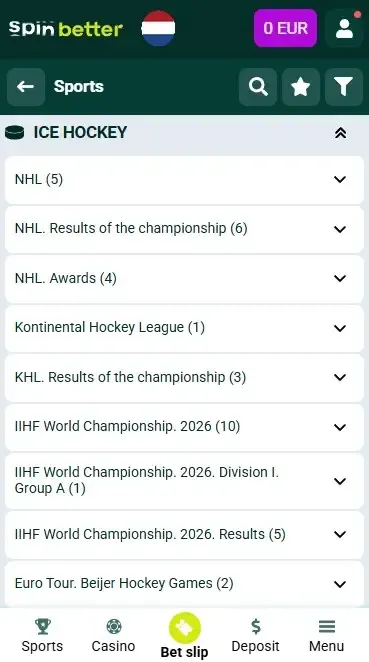 Spinbetter Netherlands Ice Hockey Events