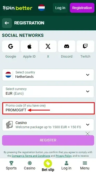 Spinbetter Netherlands Promo Code