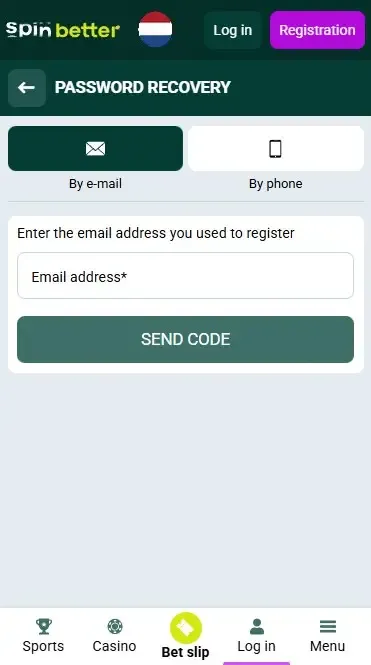 Password Recovery by Phone Number at Spinbetter NL