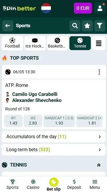 Spinbetter Netherlands Tennis Events