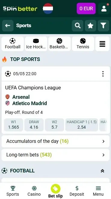 Spinbetter Netherlands Sports Betting