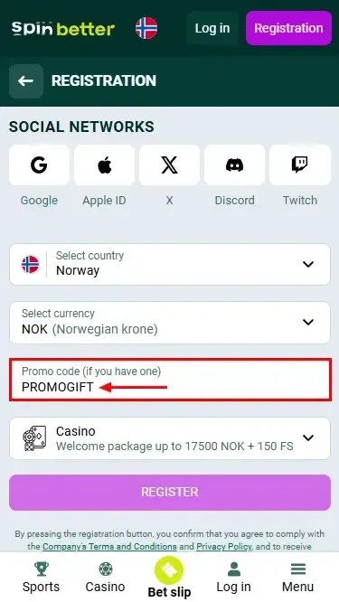 Spinbetter Norway Promo Code