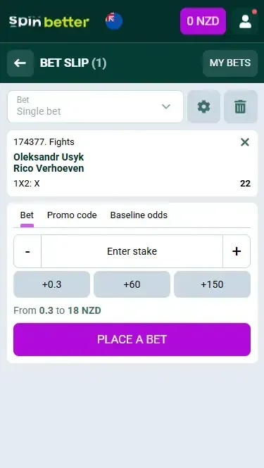 Spinbetter Boxing Bet Slip