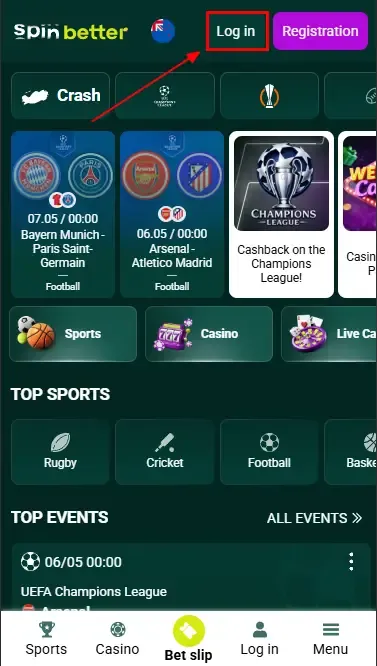 Spinbetter New Zealand Login Button