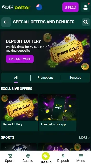 Spinbetter New Zealand Deposit Bonuses