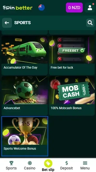 Spinbetter NZ Sport Betting Welcome Bonus
