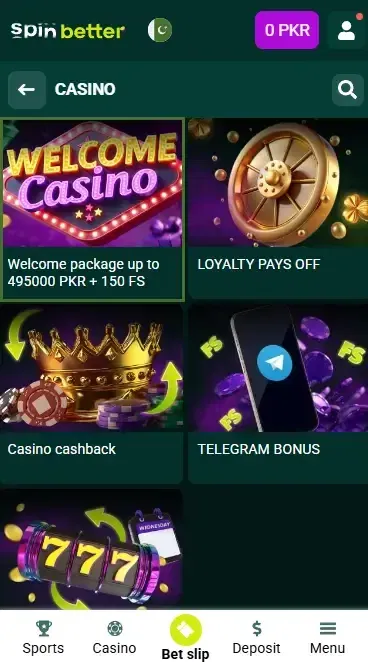 Spinbetter Pakistan: Casino Welcome Bonus