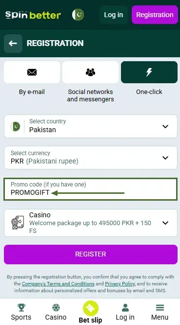 Spinbetter Pakistan Promo Code