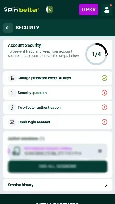 Spinbetter Pakistan Account Protection