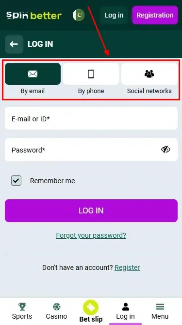 Spinbetter PK: Ways to Log In