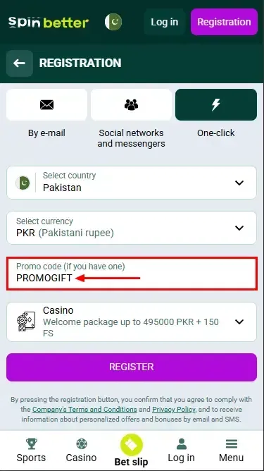 Spinbetter Pakistan Promo Code
