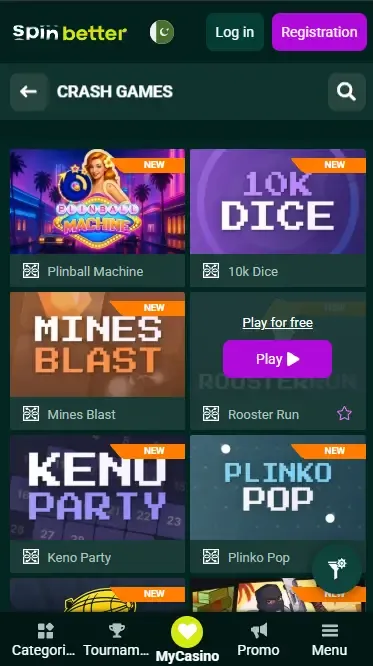 Spinbetter Pakistan: Crash Games