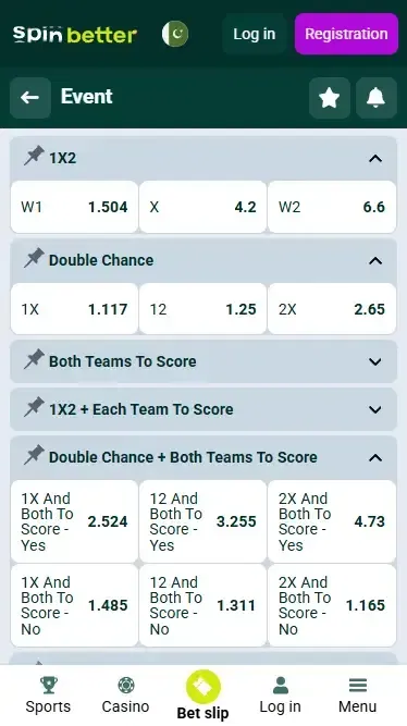 Spinbetter Betting Markets