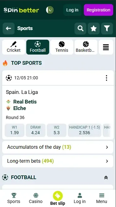 Spinbetter Live Betting