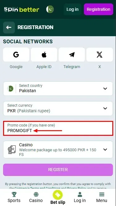 Spinbetter Pakistan Promo Code