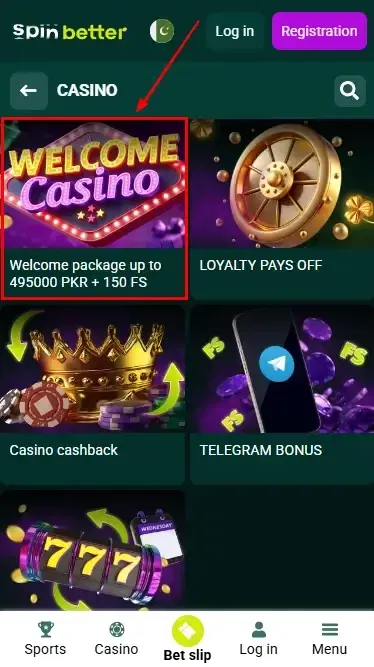Spinbetter PK Casino Welcome Package