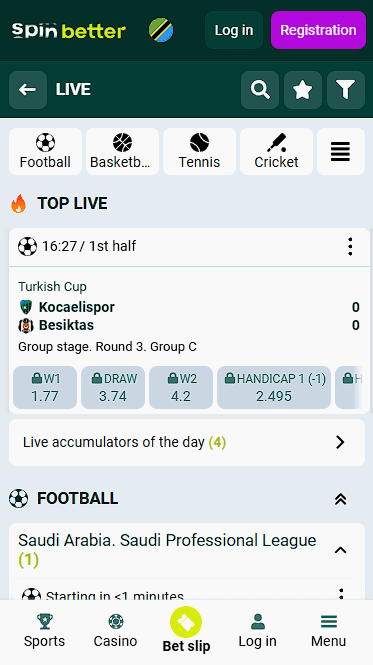 Spinbetter Live Betting