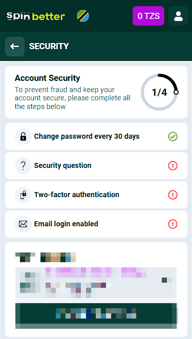 Spinbetter Tanzania Account Protection