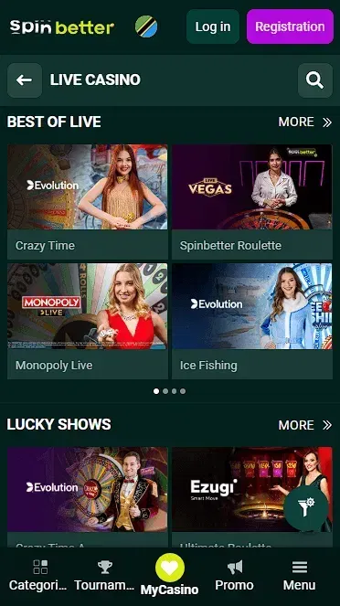 Spinbetter Tanzania: Live Casino