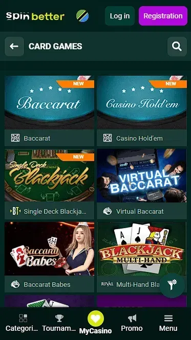 Spinbetter Tanzania: Tables Games