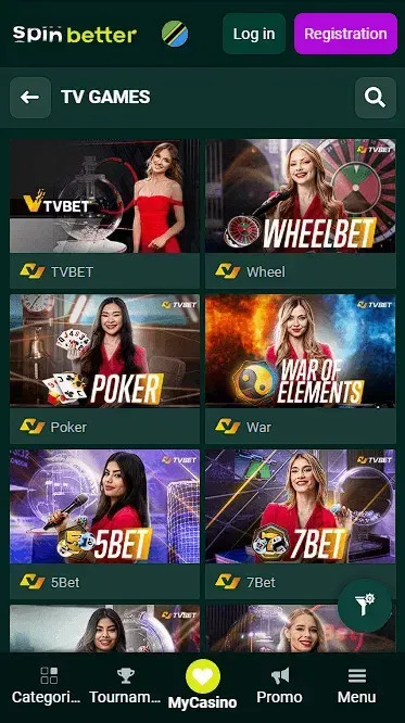 Spinbetter Tanzania: TV Games